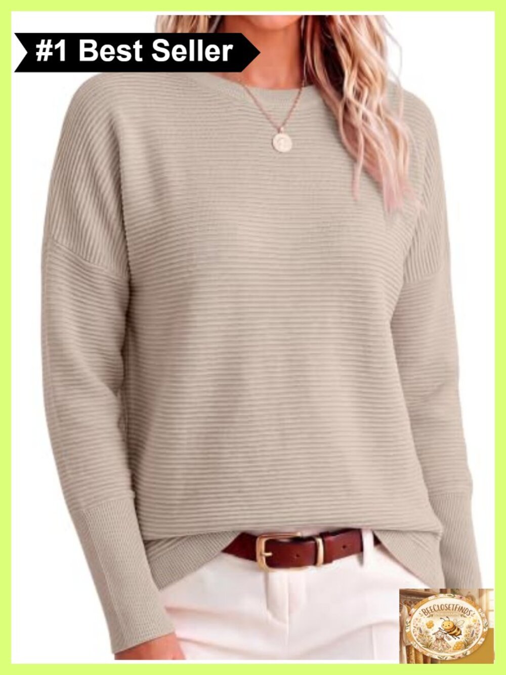 Oversized Ribbed Knit Sweater Long Batwing Sleeve Crew Neck Pullover